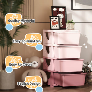 3 Tier Kids Toy Organizer and Storage Bins with 3 Plastic Drawers, Blue