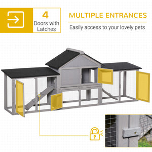 Large Rabbit Hutch Wood Bunny Cage Outdoor Guinea Pig House with Double Runs Slide Out Tray Ramps – view 10