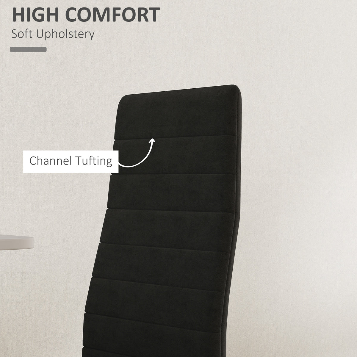 Modern Dining Chairs, Set of 4, High Back Upholstery and Metal Legs for the Living Room, Kitchen, Home Office, Black