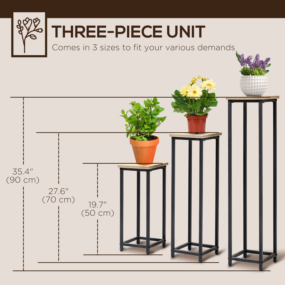 3 Packs Plant Stand Indoor, Metal Plant Stand Outdoor Plant Rack, Decorative Flower Display Holder for Patio Garden