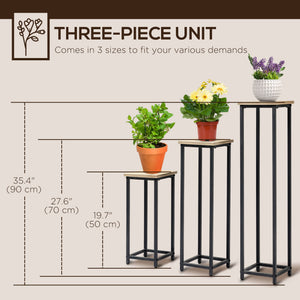 3 Packs Plant Stand Indoor, Metal Plant Stand Outdoor Plant Rack, Decorative Flower Display Holder for Patio Garden