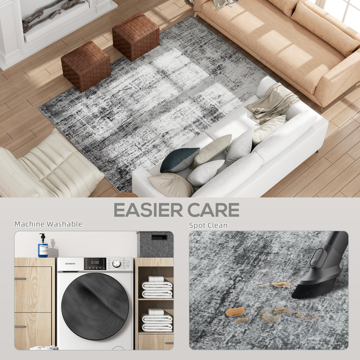 Area Rug for Living Room 5x7, Modern Abstract Machine Washable Rug, Non-Slip Carpet for Bedroom – view 11