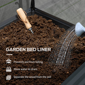 Raised Garden Bed with Cover, Metal Elevated Planter Box with Bottom Shelf and Liner, Black – view 12