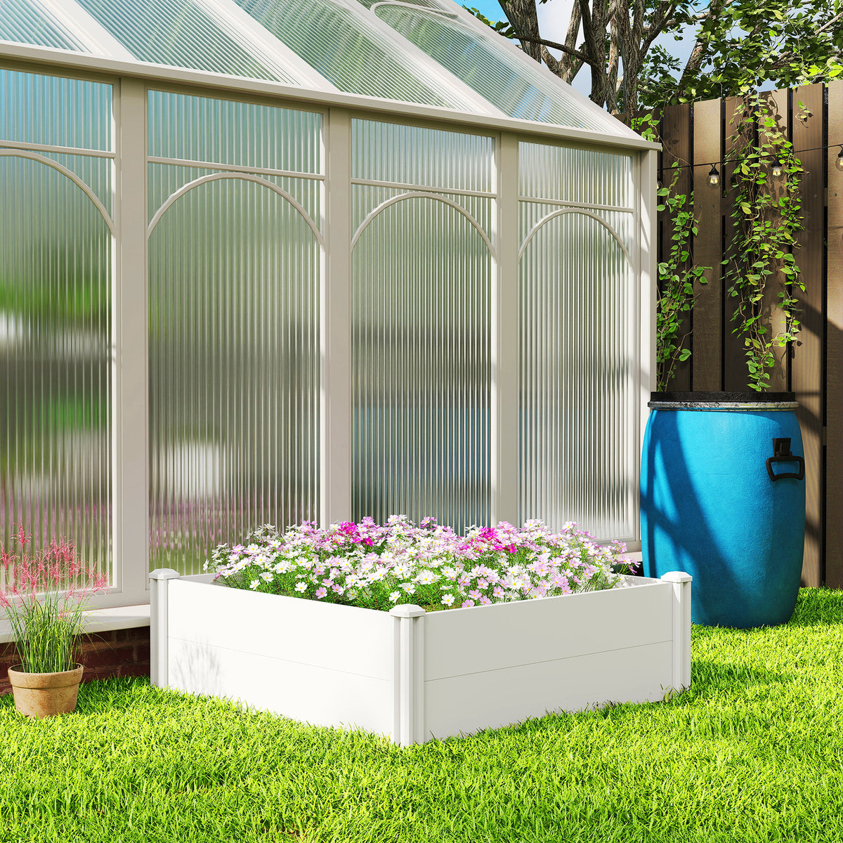 Vinyl Raised Garden Bed Kit, 2 x 2 x 1ft Modular Elevated Garden Box with Slotting Legs and Open Bottom – view 14