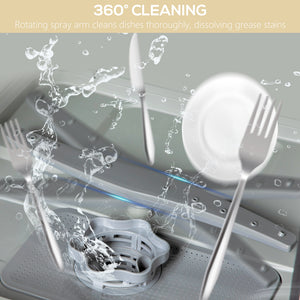 Portable Dishwasher, Counter Dishwasher with 4 Place Settings, 5 Washing Programs, Air-Dry Function, 6L Water Tank