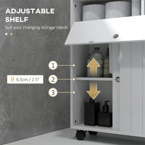 Bathroom Storage Cabinet, Bathroom Cabinet with 4 Rolling Wheels and Paper Holes, 20.5" x 6.75" x 26.5", White