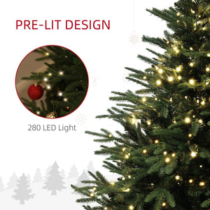 5ft Prelit Artificial Christmas Tree with 542 Tips, Warm White LED Lights, Steel Base, Hinged Xmas Tree, Auto Open