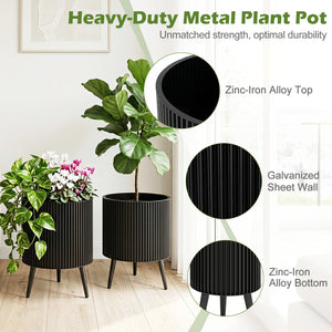 Decorative Flower Pots with Stand and Drainage Holes Set of 2-L view 7