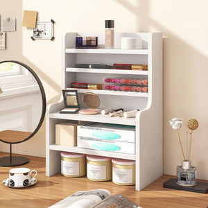 Desktop Organizer 6-Tier Mini Storage Rack with 2 Removable Shelves-White view 2