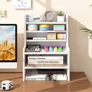 Desktop Organizer 6-Tier Mini Storage Rack with 2 Removable Shelves-White view 3