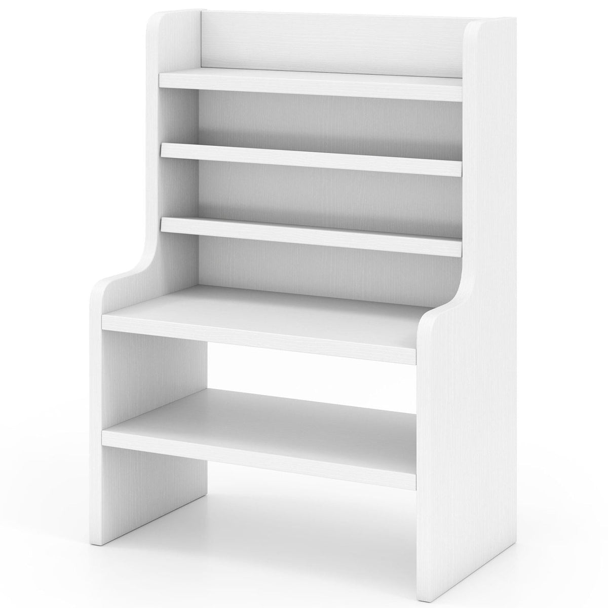 Desktop Organizer 6-Tier Mini Storage Rack with 2 Removable Shelves-White