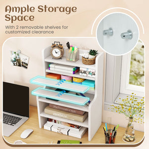 Desktop Organizer 6-Tier Mini Storage Rack with 2 Removable Shelves-White view 6