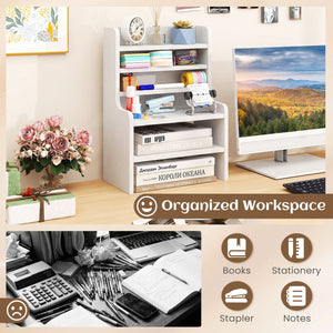 Desktop Organizer 6-Tier Mini Storage Rack with 2 Removable Shelves-White view 7