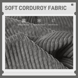 Modern Couch, 3 Seater Sofa, Corduroy Loveseat with Rubberwood Legs and Extra-Wide Seat, Grey