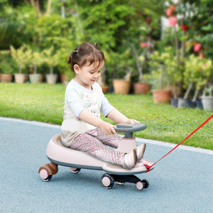 Qaba Kids Wiggle Car w/ Parent Traction Rope, Music, Light