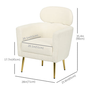 Barrel Accent Chair with Detachable Headrest, Modern Armchair for Living Room, Home Office, Cream White