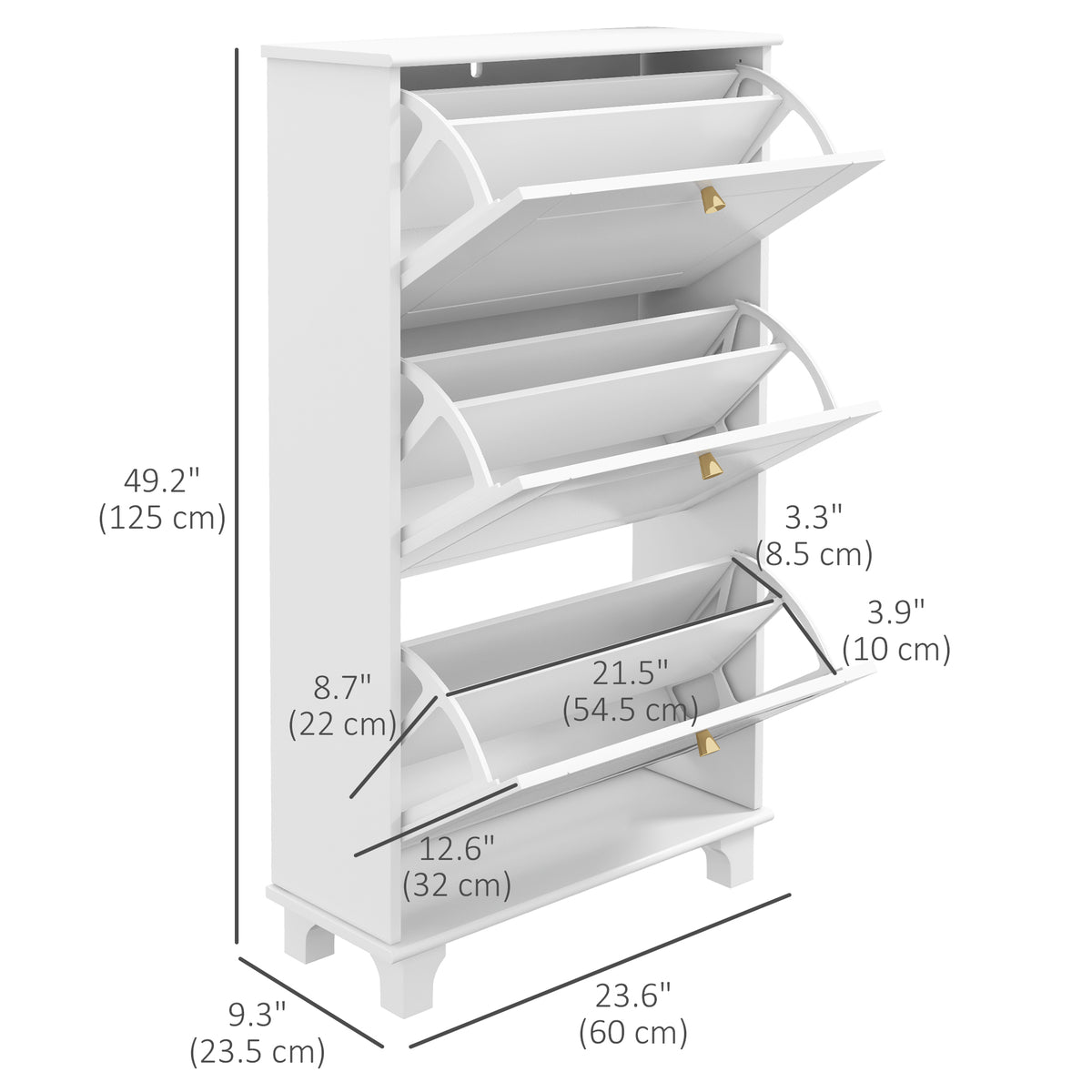 Narrow Shoe Storage with 3 Flip Drawers and Adjustable Shelves – view 16
