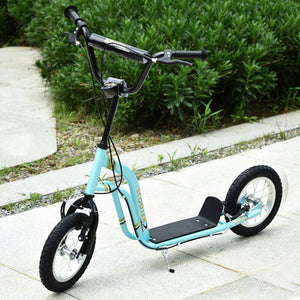 Aosom Dual Brakes Kick Scooter 12-Inch Inflatable Front Wheel Ride On Toy for Age 5+
