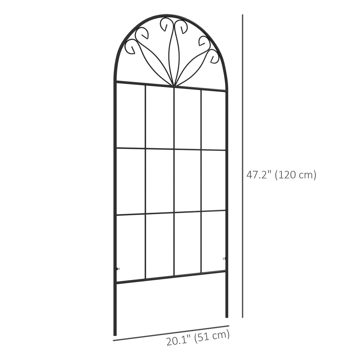 Metal Garden Trellis Pack of 2 for Climbing Plants, Arched Grid Trellis Panels, 20" x 60", Black – view 9