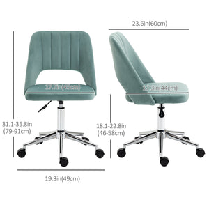 Mid Back Office Chair Velvet Fabric Swivel Scallop Shape Computer Desk Chair, Green – view 2