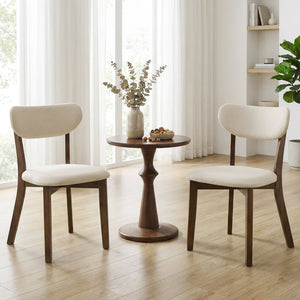 Dining Chairs Set of 4 with Solid Rubber Wood Frame-White view 3