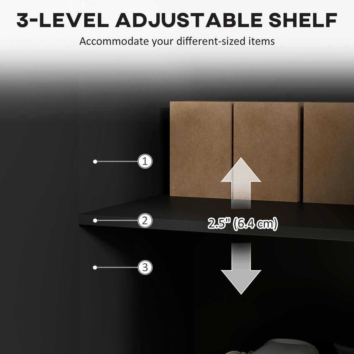 Modern Kitchen Storage Cabinet, Sideboard Buffet Cabinet with Adjustable Shelves for Hallway, Black – view 4