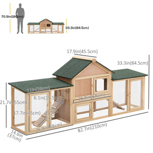 Large Rabbit Hutch Wood Bunny Cage Outdoor Guinea Pig House with Double Runs Slide Out Tray Ramps – view 2