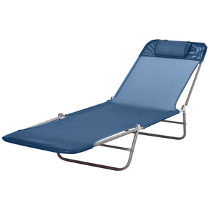 Folding Outdoor Lounge Chair Set of 2, Reclining Tanning Chair with 5-Position Adjustable Backrest, Black