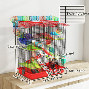 18.5" Hamster Cage, 5 Tiers Small Animal House with Tunnel Tube System, Exercise Wheel, Water Bottle, Blue – view 23