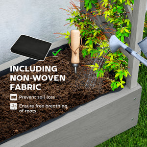 Wooden Raised Garden Bed with Trellis, Outdoor Planter Box with Hanging Roof, Drainage Holes and Bed Liner