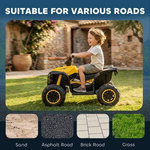 Aosom Kids 4 Wheeler Quad with Music, Headlights, High & Low Speed, Kids ATV for 3-5 Years Old Boys & Girl