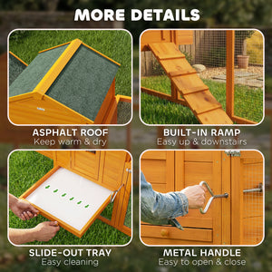 117" Extra Large Chicken Coop with Asphalt Roof, Wooden Hen House with Slide-out Tray – view 6