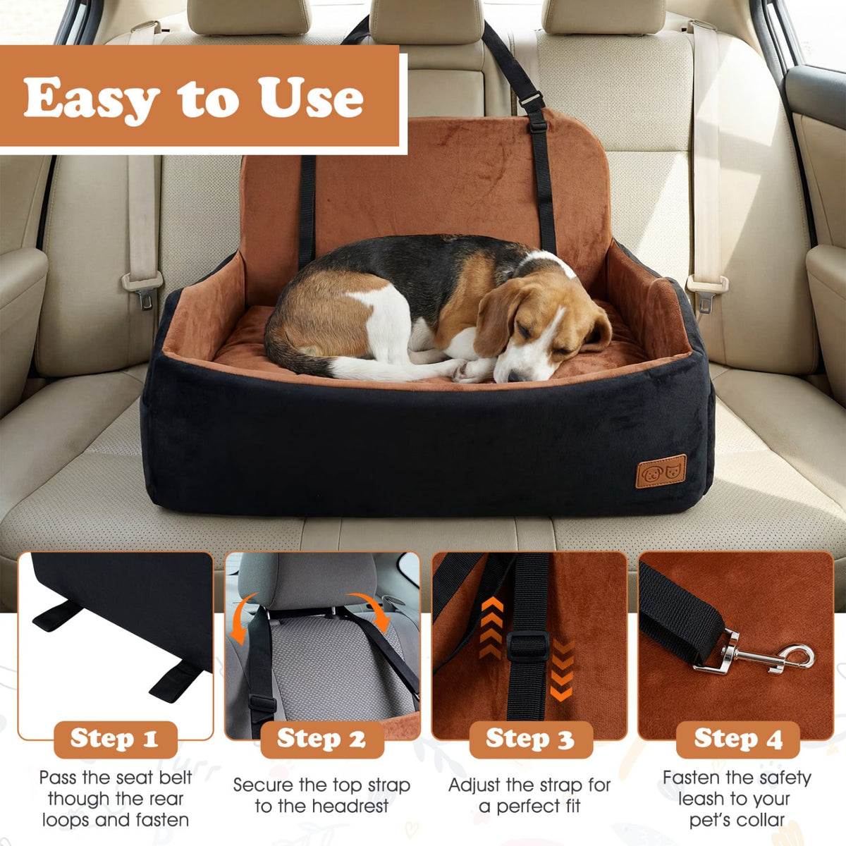Dog Car Seat Foam Dog Booster Seat for Medium and Large Dogs view 6