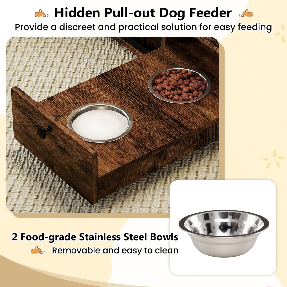 Dog Crate Furniture & Cooling Gel Dog Bed for Small and Medium Dogs view 8