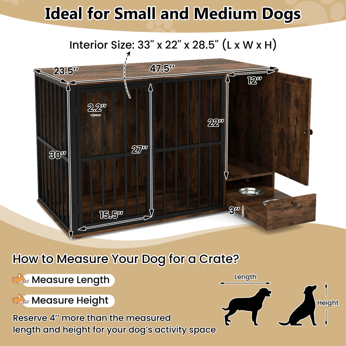 Dog Crate Furniture & Cooling Gel Dog Bed for Small and Medium Dogs view 6