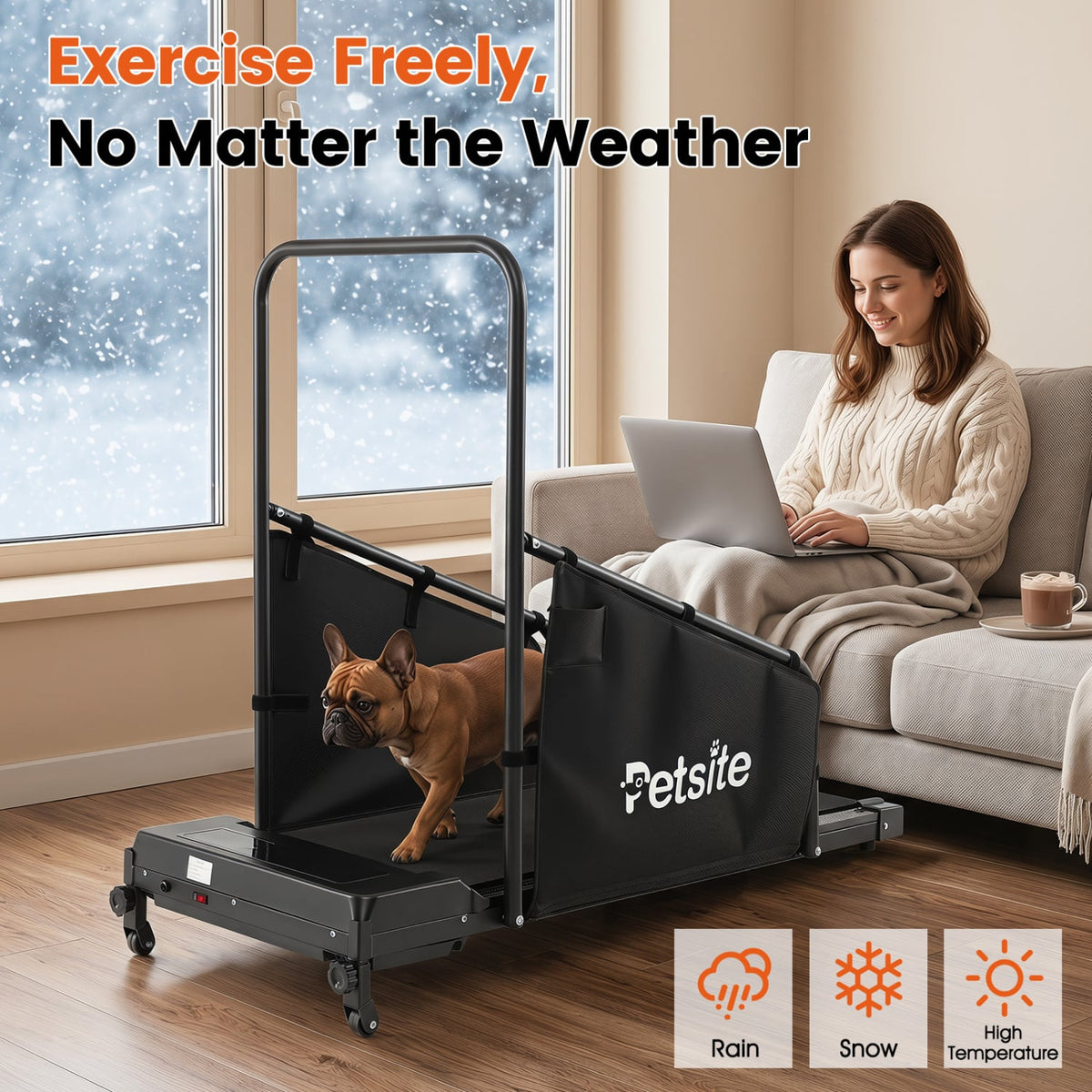 Dog Treadmill with Remote Control and LCD Display for Small Medium Dogs-Black view 3