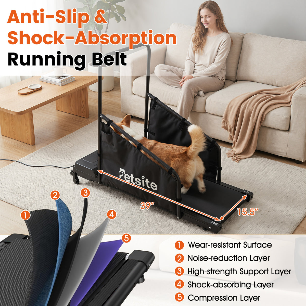 Dog Treadmill with Remote Control and LCD Display for Small Medium Dogs-Black view 7