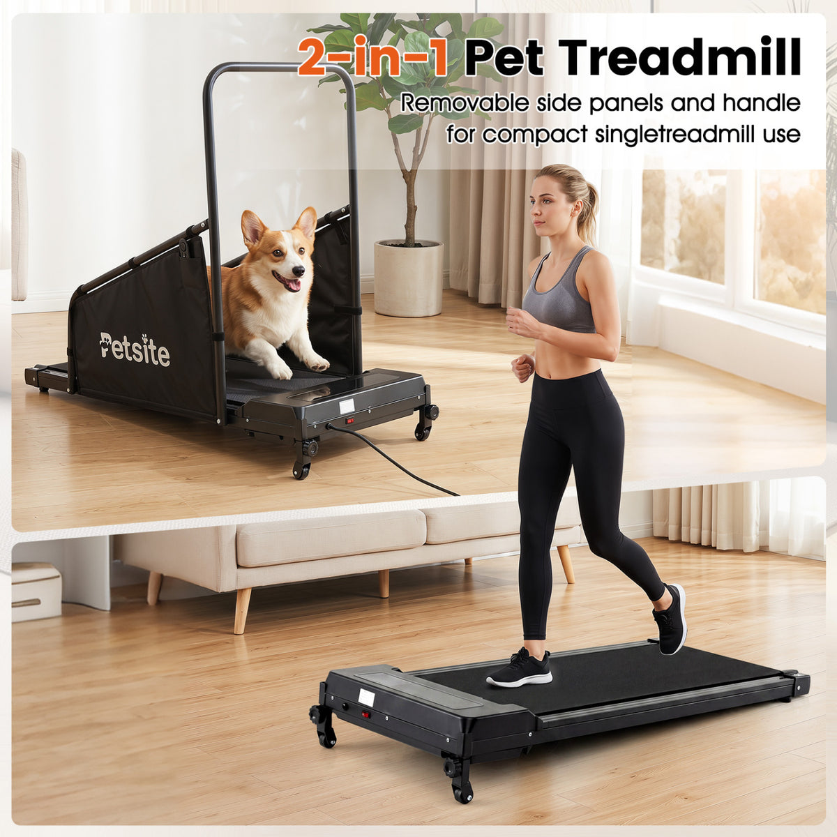Dog Treadmill with Remote Control and LCD Display for Small Medium Dogs-Black view 8