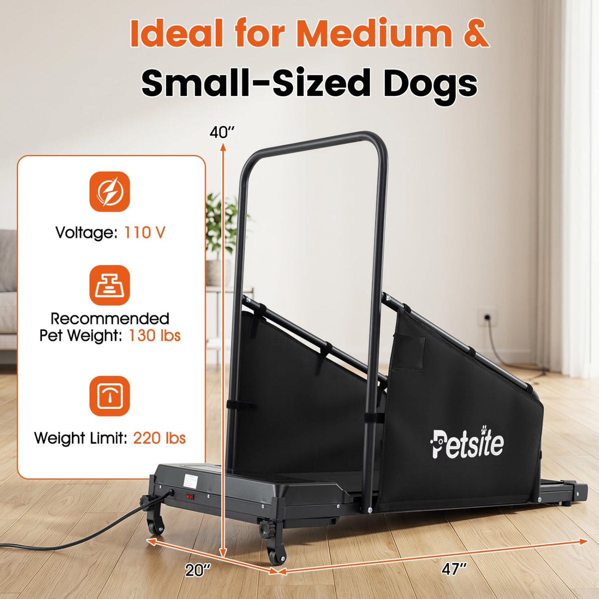 Dog Treadmill with Remote Control and LCD Display for Small Medium Dogs-Black view 2