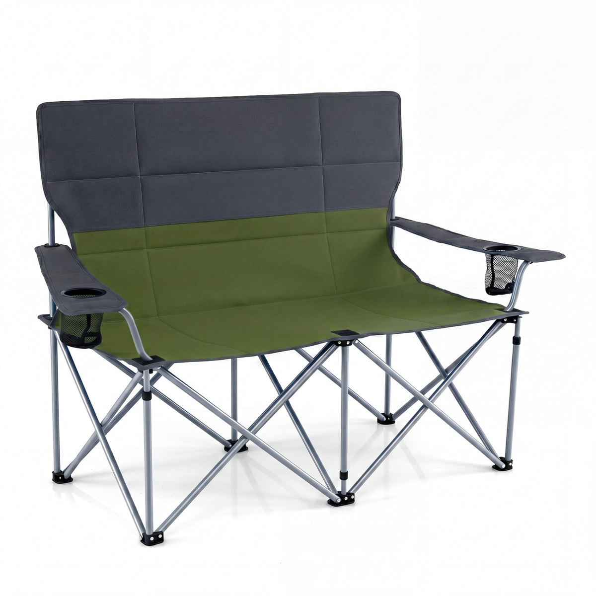 Double Camping Chair with Carry Bag Cup Holders-Green view 4