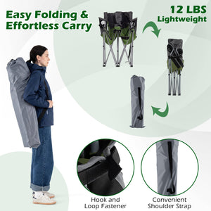 Double Camping Chair with Carry Bag Cup Holders-Green view 9