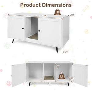 Double Cat Litter Box Enclosure for 2 Cats with Scratching Pad and Double Rooms-White view 5