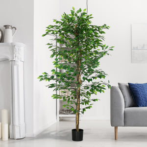 6ft Artificial Trees Ficus, Indoor Fake Plant with Pot, for Home Decor