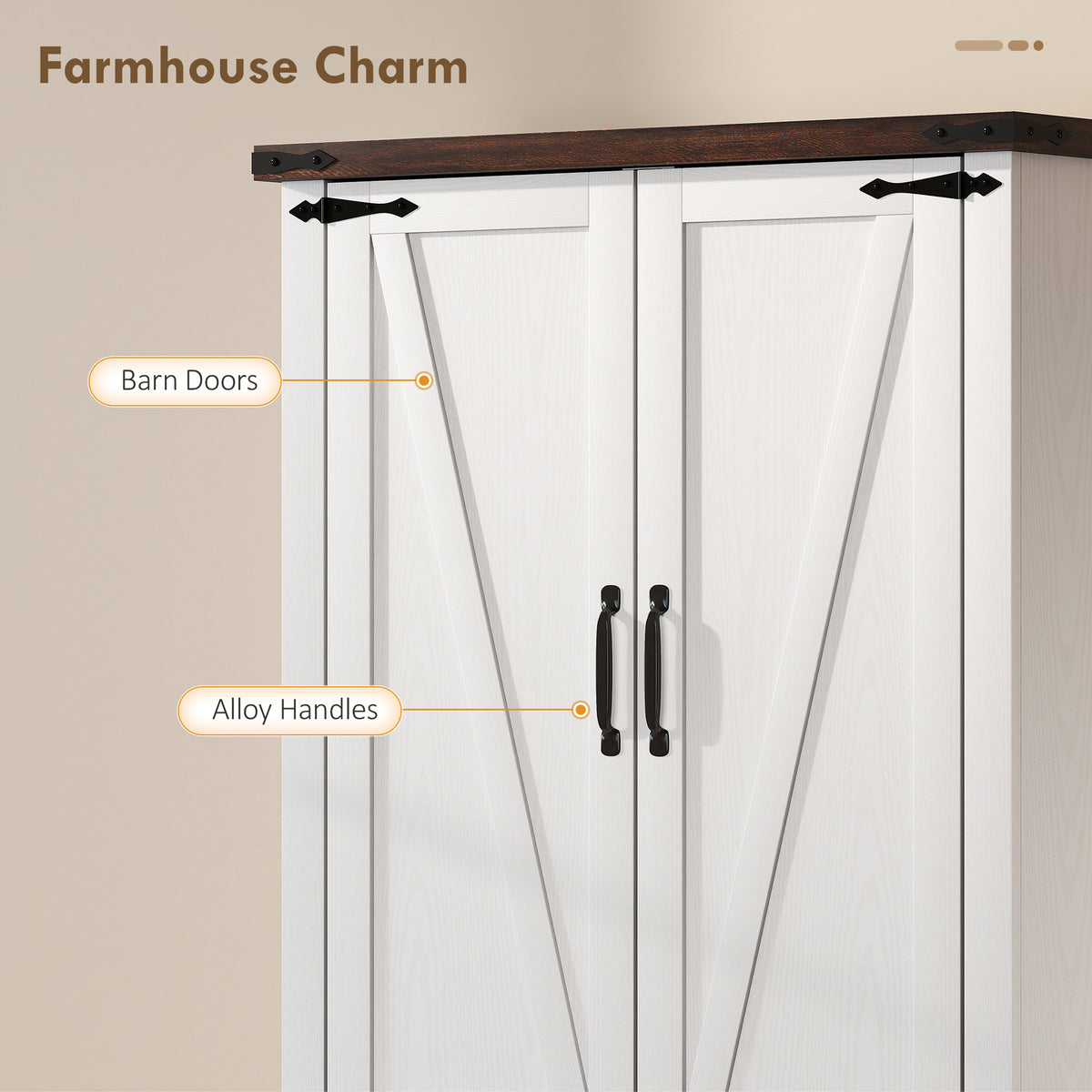 53.5" Pantry Cabinet, Kitchen Storage Cabinet with Adjustable Shelves, 6 Door Spice Racks for Dining Room, White