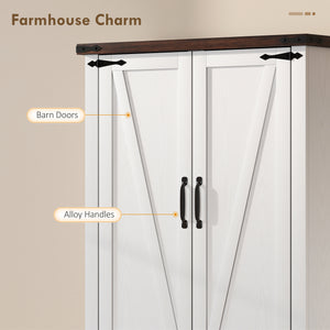 53.5" Pantry Cabinet, Kitchen Storage Cabinet with Adjustable Shelves, 6 Door Spice Racks for Dining Room, White