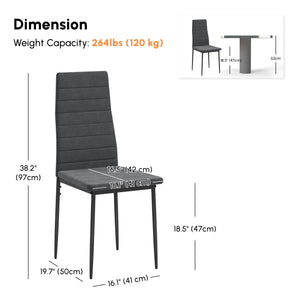 Modern Dining Chairs, Set of 4, High Back Upholstery and Metal Legs for the Living Room, Kitchen, Home Office, Grey