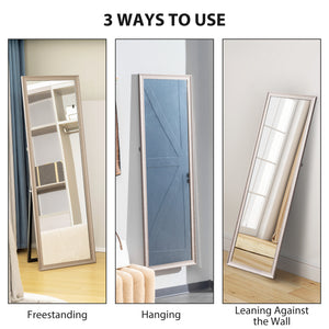 64" x 21" Rectangular Full Length Mirror with Frame, Free Standing, Wall Mounted or Leaning, Gunmetal Silver