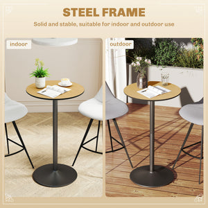 Round Table for 2, 40.2 Inch Bar Height Pub Table with Steel Frame, Non-Slip Base for Living Room, Kitchen, Natural Wood
