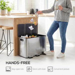 Garbage Bin, Soft-Close Trash Can with Foot Pedal, 3x5 Gallon (3x20 L) Garbage Can with Removable Inner – view 12