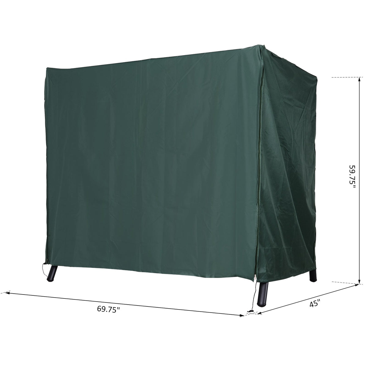 Outdoor Swing Cover, Large 3-Seat Patio Swing Chair Hammock Cover UV Resistant Windproof All Weather Protection, Green